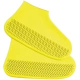 Unisex Schuhüberzieher Überschuhe Fahrrad Regenüberzieher Schuhe Wasserdicht Regenschutz Silikon Rutschfestes üBerzieher Berschuhe Gummiüberzieher Für Regen Schlammige Straßen (Z1-Yellow, L) - L