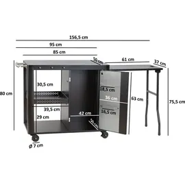 BBQ-Toro Grilltisch 95 x 50 x 80 cm Schwarz