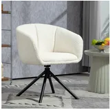 Homcom Sessel Loungesessel mit Armlehne, Leinenoptik, Polstersessel für Schlafzimmer, Cremeweiß