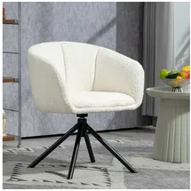 Homcom Sessel Loungesessel mit Armlehne, Leinenoptik, Polstersessel für Schlafzimmer, Cremeweiß