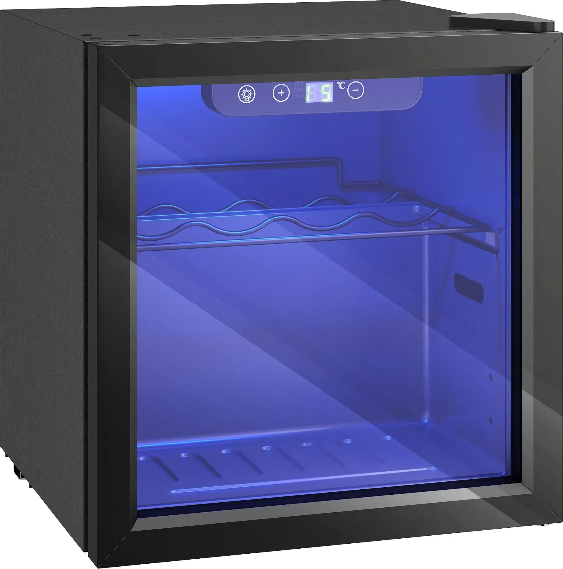 HOMCOM Weinkühlschrank 12 Flaschen 36 Liter Getränkekühlschrank Klein, Weinschrank Flaschenkühlschrank mit 4-16°C, Doppelglastür, LED-Beleuchtung, LED Display, Wine Fridge, Schwarz   Aosom
