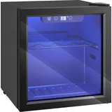 HOMCOM Weinkühlschrank 12 Flaschen 36 Liter Getränkekühlschrank Klein, Weinschrank Flaschenkühlschrank mit 4-16°C, Doppelglastür, LED-Beleuchtung, LED Display, Wine Fridge, Schwarz   Aosom