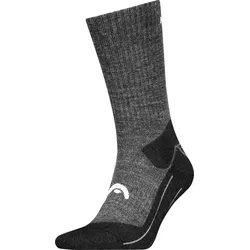 Wandersocken HEAD "HEAD HIKING WARM LONG CREW 1P", Damen, Gr. 39-42, grau, Obermaterial: 43% Polyamid, 37% Wolle, 18% Polyester, 2% Elasthan, normal, Socken, Zonenpolsterung für zusätzlichen Komfort