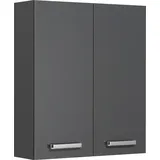 Saphir Hängeschrank SAPHIR "Quickset Wand-Badschrank 60 cm breit mit 2 Türen und 2 Einlegeböden", grau (anthrazit, anthrazit glanz), B:60cm H:70cm T:20cm, Holzwerkstoff, Schränke, Hängeschrank, Badezimmer-Hängeschrank inkl. Türdämpfer, Griffe in Chrom Glanz