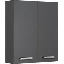 Saphir Hängeschrank SAPHIR "Quickset Wand-Badschrank 60 cm breit mit 2 Türen und 2 Einlegeböden", grau (anthrazit, anthrazit glanz), B:60cm H:70cm T:20cm, Holzwerkstoff, Schränke, Hängeschrank, Badezimmer-Hängeschrank inkl. Türdämpfer, Griffe in Chrom Glanz