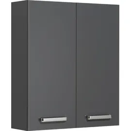 Saphir Hängeschrank SAPHIR "Quickset Wand-Badschrank 60 cm breit mit 2 Türen und 2 Einlegeböden", grau (anthrazit, anthrazit glanz), B:60cm H:70cm T:20cm, Holzwerkstoff, Schränke, Hängeschrank, Badezimmer-Hängeschrank inkl. Türdämpfer, Griffe in Chrom Glanz