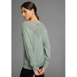 LAURA SCOTT LAURA SCOTT, Damen, Gr. 38, grün (salbei), Feinstrick, Obermaterial: 50% Viskose, 26% Polyamid, 24% Polyester, unifarben, lässig geschnitten hüftlang, Rundhals, Bündchen, Pullover Rundhalspullover, mit feinem Ajour-Muster