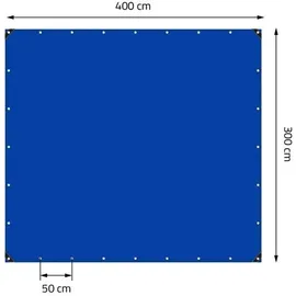 ECD Germany Abdeckplane Gewebeplane mit Ösen 4x3m 12m2, 650g/m2, Blau, PVC, Wasserdicht, Reißfest, 10 Haken, LKW-Plane Bootsplane