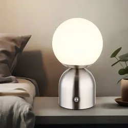 Tischleuchte LED Beistelllampe Nachttischlampe Touchdimmer Memory Nickel