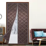 RETYOVE Wärmeschutzvorhang Tür Vorhang Kälteschutz Magnetischer Thermo Türvorhang Gegen Kälte Verdickter Thermovorhang Haustür Wasserdicht Wärmevorhang Braun 85x195cm(33x76inch)