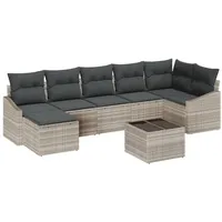 VidaXL 8-teiliges Garten Esszimmer Set mit Kissen Grau Poly