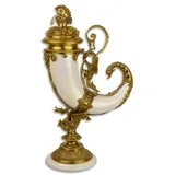 Casa Padrino Jugendstil Füllhorn mit Sockel Weiß / Gold 17,4 x 29,5 x H. 52 cm - Barock & Jugendstil Deko