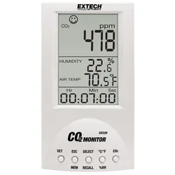Extech CO220 CO2‐Messgerät mit Datenlogger Aerosole messen Luftqualität