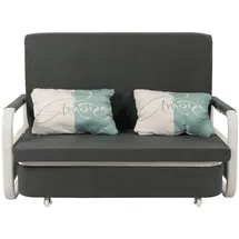 Mendler Schlafsofa HWC-M83, Schlafcouch Couch Sofa, Schlaffunktion Bettkasten Liegefläche, 130x185cm ~ Stoff/Textil dunkelgrau