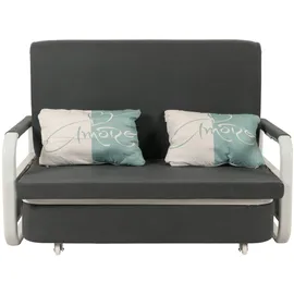 Mendler Schlafsofa HWC-M83, Schlafcouch Couch Sofa, Schlaffunktion Bettkasten Liegefläche, 130x185cm ~ Stoff/Textil dunkelgrau