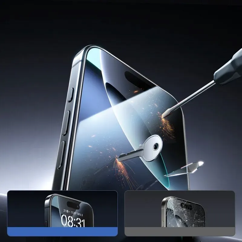 JOYROOM JR-MQS0568 Panzerglas-Displayschutzfolie (2.5D Vollabdeckung mit schwarzem Rand) für iPhone 17 Pro (verstärkte Härte gegen Kratzer + HD + staubabweisend)