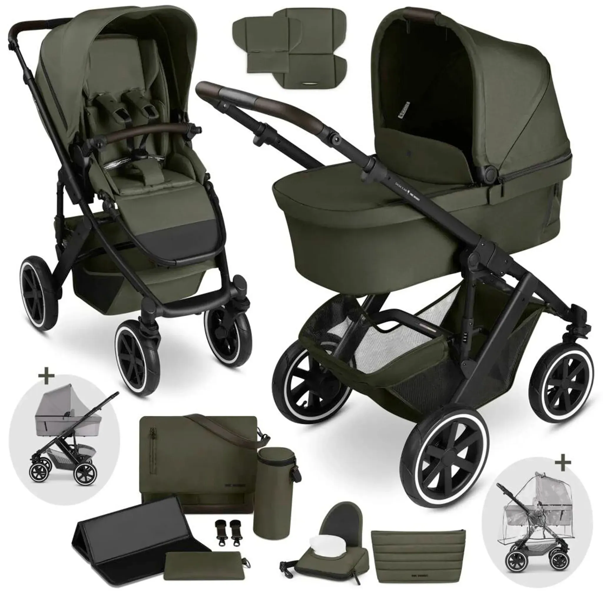 ABC Design Kombikinderwagen Salsa 5 Air inkl. Wickeltasche, Moskitonetz und Regenschutz, gruen
