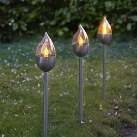 Star Trading LED Solar Fackel Olympus 3er Set silber