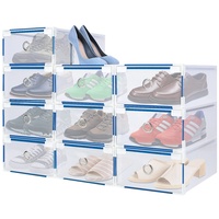 BALLSHOP 10 Stück Schuhboxen Schuhkasten Stapelbare Schuh Organizer Transparente Schuhorganizer 28x18x10cm Kunststoff Schuhkarton Aufbewahrungsbox Plastik DIY Schuhschachtel mit Schubladen