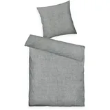 Tom Tailor Melange-Bettwäsche, 80x80 cm + 135x200 cm, 40% Baumwolle/ 25% Viskose / 35% Polyester, Mit Stehsaum und Markenreißverschluss, WOVEN MELANGE Grau (Soft Grey)