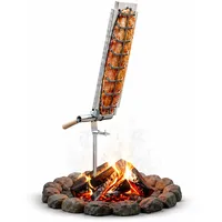 SCHILLING Fischgrilltechnik Flammlachsbrett Edelstahl Flameboard 600x180 mm, Erdanker, jür jedes Lagerfeuer, stufenloser Garwinkel, Bedienung außerhalb Hitzezone, drehbar zum Garen Aller Seiten.