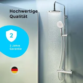 AM.PM Duschsystem mit Thermostat 38°C Edelstahl Duscharmatur Set Duschsäule Regendusche, inkl. verstellbar Duschstange F07XA400