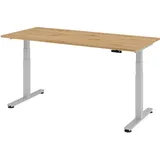 Hammerbacher XDSM19 elektrisch höhenverstellbarer Schreibtisch asteiche rechteckig, T-Fuß-Gestell silber 180,0 x 80,0 cm