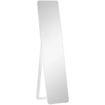 Homcom Standspiegel Ganzkörperspiegel mit klappbaren Rahmen Schminkspiegel frei stehend oder an der Wand montiert stabil für Wohnzimmer oder Ankleidezimmer Kiefernholz MDF Weiß Glas, 43x156x37 cm