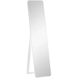 Homcom Standspiegel Ganzkörperspiegel mit klappbaren Rahmen Schminkspiegel frei stehend oder an der Wand montiert stabil für Wohnzimmer oder Ankleidezimmer Kiefernholz MDF Weiß Glas, 43x156x37 cm