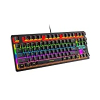 Mechanische Spieletastatur, verkabelte Mini-Tastatur mit 87 Tasten Blauer Schalter Mechanische Kompakttastatur mit 8 Rainbow-Hintergrundbeleuchtung, 12 Multimedia-Tasten, 29 Tasten Anti-Ghosting