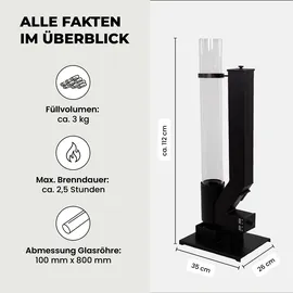 Lemodo Pelletfackel CORE mit Glasröhre  112 cm schwarz