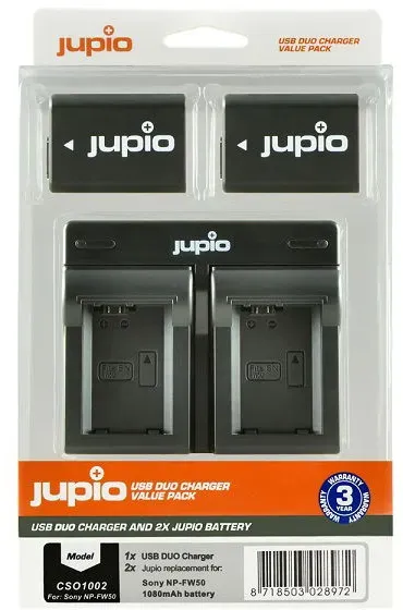 Jupio Value Pack: 2x Batterie FW50 + USB 2-Fach Charger