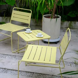 casa.pro Gartenmöbelset Andria Stahl 3-tlg. Vanillegelb