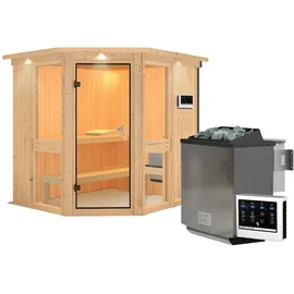 Karibu Amelia 1 inkl. 9 kW Ofen + ext. Steuerung + Dachkranz
