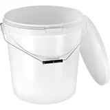 Benbow Eimer mit Deckel 30L x100 Weiß - lebensmittelecht, stabil, luftdicht, auslaufsicher, geruchsneutral - Plastikeimer mit Henkel - leer - Weiß