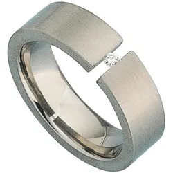 Diamantring JOBO Gr. 60, grau (titanfarben), Fingerringe, Damen, 60, SI = kleine Einschlüsse, Diamanten-Titan, Diamanten, Titan, Titan mit Diamant 0,03 ct.