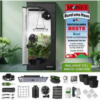 BRAST Growzelt GrowBox | Komplettset inkl. Sonderzubehör | 60x60x140cm | Vollspektrum LED Technologie | Belüftungs- & Bewässerungssystem | licht...