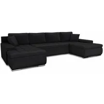 Sofnet Wohnlandschaft mit Schlaffunktion Faris U-Form - Couch, Schlafsofa mit Bettkasten, Couchgranitur mit Bettfunktion, Big Sofa, Bettsofa (Schwarz (Kronos 07))
