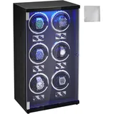 Vevor Automatik-Uhrenbeweger Watch Winder für 6 Uhren mit LED Beleuchtung und einstellbarer Riemenlänge 150-207 mm