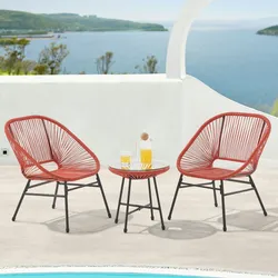 SVITA TULUM Balkon-Möbel 3-tlg. Garten-Möbel Set Balkonstühle mit Tisch Terracotta Orange