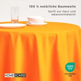 Homescapes Tischdecke 100% Baumwolle 180 cm Rund Orange