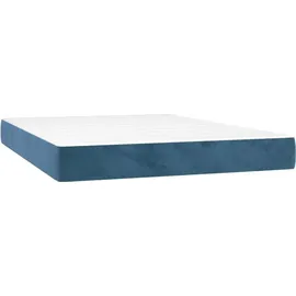 vidaXL Boxspringbett mit Matratze & LED Dunkelblau 140x200 cm Samt