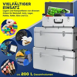 Masko Masko® 3er SET Alu Boxen Alubox Alukiste Transportbox Werkzeugkiste Lagerbox NEU - Silber