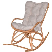 Rattan-Schaukelstuhl honig inkl. Kissen Schwingstuhl Schaukelsessel Relaxsessel