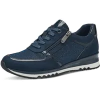 Marco Tozzi Damen Sneaker Halbschuh Schnürer Glitzer Reißverschluss 2-23749-41, Größe:37 EU, Farbe:Blau - Blau