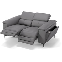 Leder Couch MARINO 2-Sitzer Sofa Relaxsofa - Grau