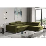 kaiser möbel Ecksofa mit schlaffunktion und bettkasten Eckcouch ATOM Olive Rechts - Olive