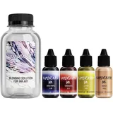 Kamenskaya Alcohol Ink Kit #6: Farbkombination von Alkoholtinten (4 Stück. Je 15 ml) mit Blending Solution (300 ml)