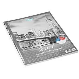 Toppoint Collegeblock 2 in 1 liniert und kariert DIN A4 Innen- und Außenrand, 1 Block