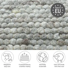 THEKO Handwebteppich Alpen UNI natural grey 190 H: 1,2